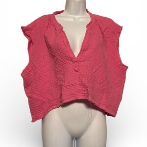 Aerie Crinkled Coral Blouse